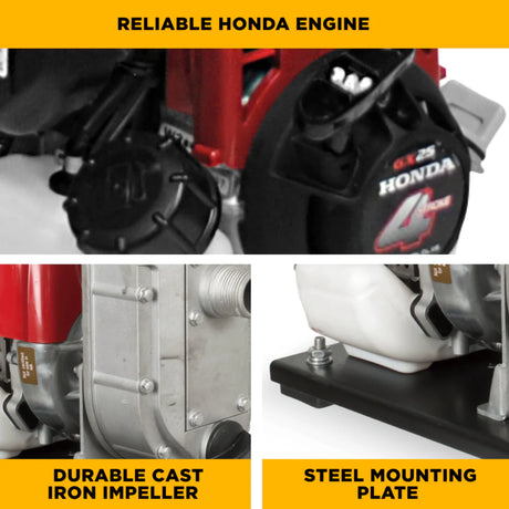 BE Power 1" Gas-Powered Water Transfer Pump with Honda GX25 Engine