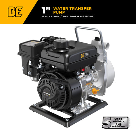 BE Power 1" Gas-Powered Water Transfer Pump with Powerease 79 Engine