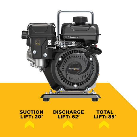 BE Power 1" Gas-Powered Water Transfer Pump with Powerease 79 Engine