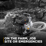 BE Power 1" Gas-Powered Water Transfer Pump with Powerease 79 Engine