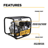 BE Power 2" Gas-Powered Water Transfer Pump with Honda GX200 Engine