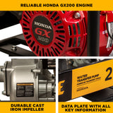 BE Power 2" Gas-Powered Water Transfer Pump with Honda GX200 Engine