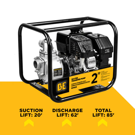 BE Power 2" Gas-Powered Water Transfer Pump with Kohler SH270 Engine