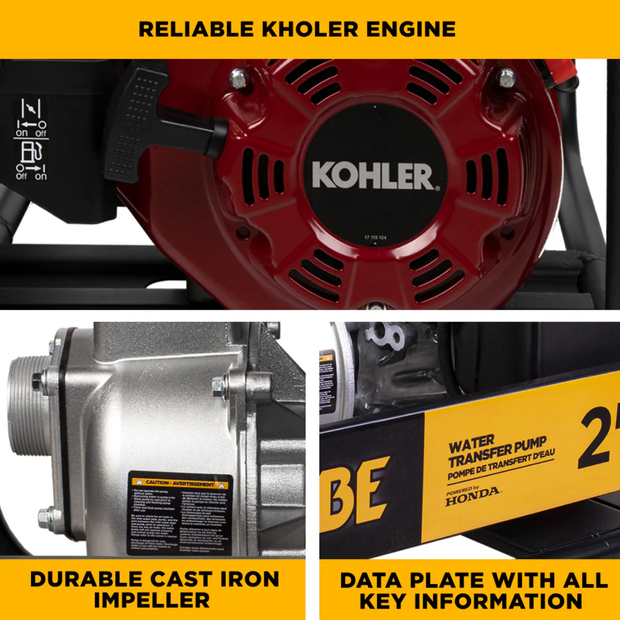 BE Power 2" Gas-Powered Water Transfer Pump with Kohler SH270 Engine