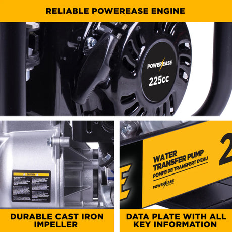 BE Power 2" Gas-Powered Water Transfer Pump with Powerease 225 Engine