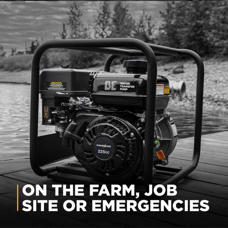 BE Power 2" Gas-Powered Water Transfer Pump with Powerease 225 Engine