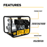 BE Power 3" Gas-Powered Water Transfer Pump with Kohler SH270 Engine