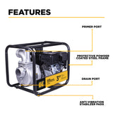 BE Power 3" Gas-Powered Water Transfer Pump with Powerease 225 Engine