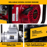 BE Power 4" Gas-Powered Water Transfer Pump with Honda GX390 Engine
