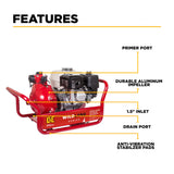 BE Power 1.5" Gas-Powered Firefighting Pump with Honda GX200 Engine