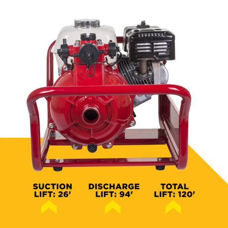 BE Power 1.5" Gas-Powered Firefighting Pump with Honda GX200 Engine