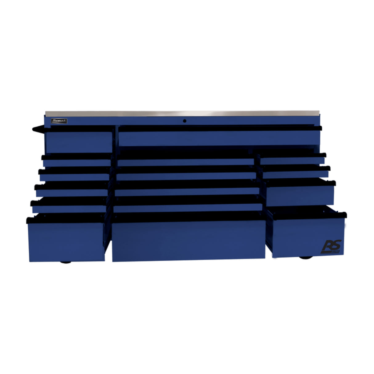 Homak RS Pro 72" Roller Cabinet — 16 Drawer, Stainless Steel Top