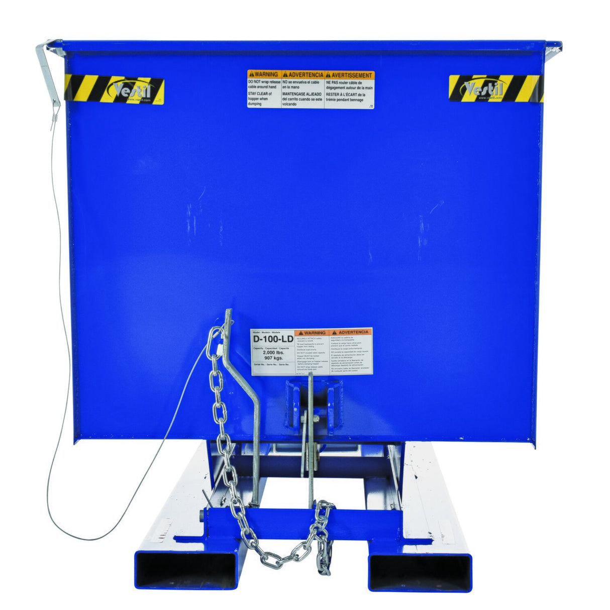Vestil D Series Self-Dumping Steel Hoppers with Bumper Release | Dump From the Seat, Helps Meet OSHA, 0.25–5 Cubic Yard, LD/MD/HD Steel