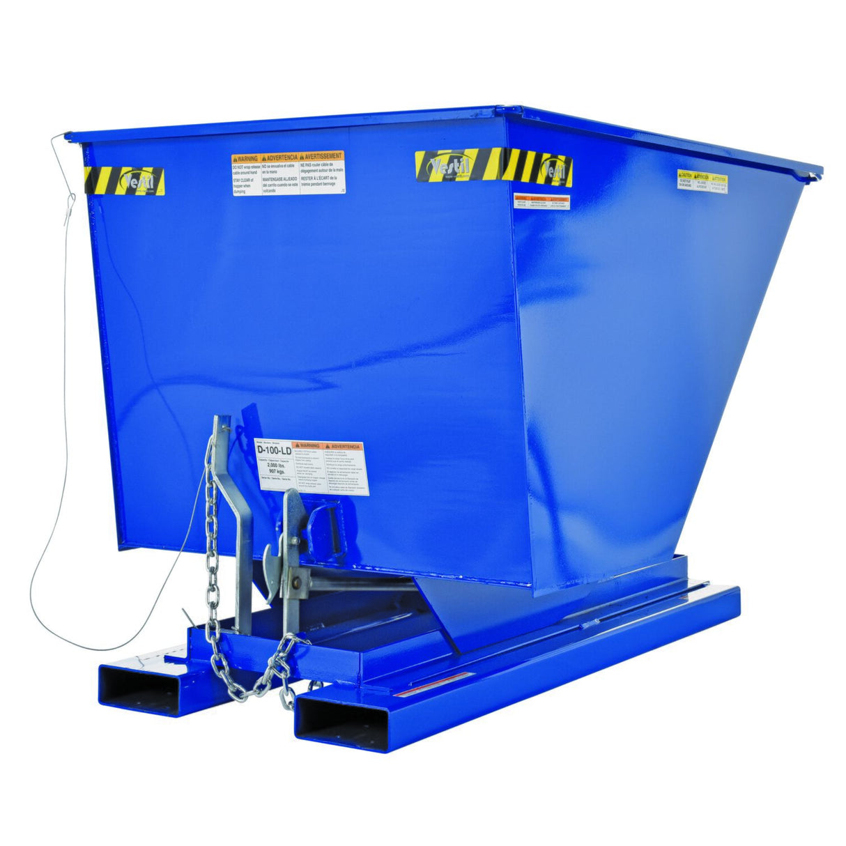 Vestil D Series Self-Dumping Steel Hoppers with Bumper Release | Dump From the Seat, Helps Meet OSHA, 0.25–5 Cubic Yard, LD/MD/HD Steel