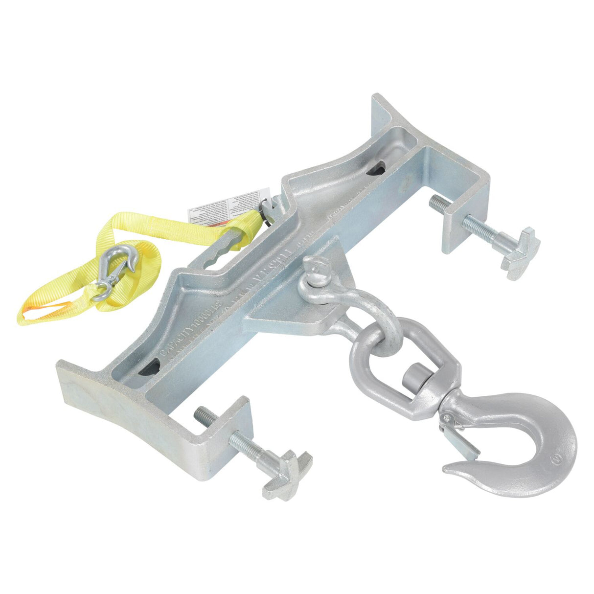 Vestil D-FORK / S-FORK Forklift Hoisting Hook — Fork-Mounted Crane Hook with Shackle & 48" Safety Restraint, 4,000–10,000 lb