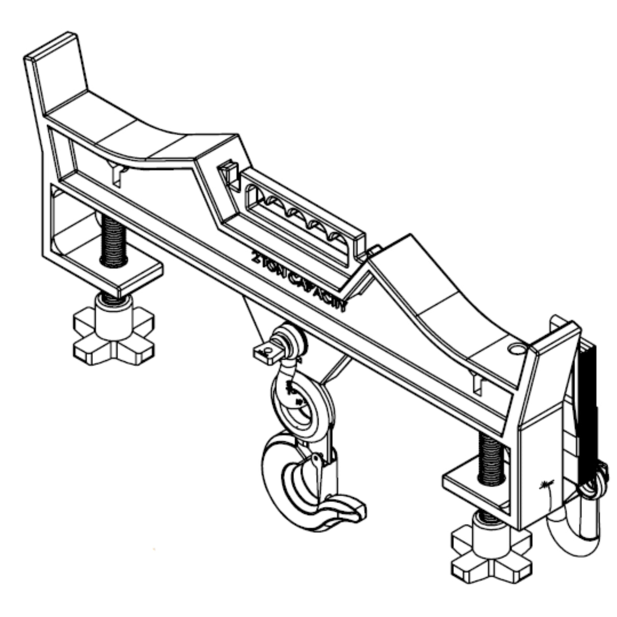Vestil D-FORK / S-FORK Forklift Hoisting Hook — Fork-Mounted Crane Hook with Shackle & 48" Safety Restraint, 4,000–10,000 lb
