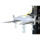 Vestil D-FORK / S-FORK Forklift Hoisting Hook — Fork-Mounted Crane Hook with Shackle & 48" Safety Restraint, 4,000–10,000 lb