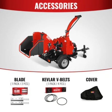 MechMaxx - HONDA GX690 22HP 688cc Gas Powered 7” Hydraulic Feed Wood Chipper, Highway Towable Disc Chipper DCH7