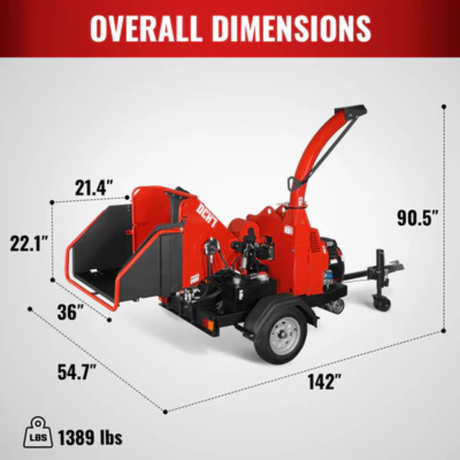 MechMaxx - HONDA GX690 22HP 688cc Gas Powered 7” Hydraulic Feed Wood Chipper, Highway Towable Disc Chipper DCH7