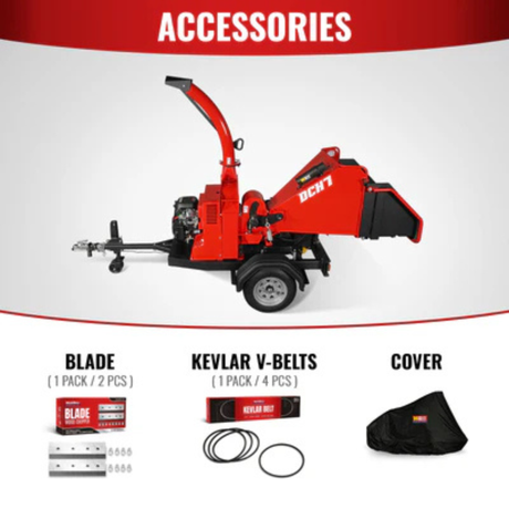 MechMaxx - 25HP 750cc ZONSEN Twin Cylinder Gas Powered 7” Hydraulic Feed Wood Chipper, Highway Towable DCH7