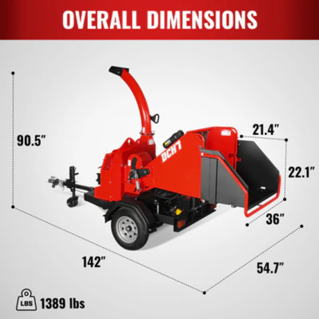 MechMaxx - 25HP 750cc ZONSEN Twin Cylinder Gas Powered 7” Hydraulic Feed Wood Chipper, Highway Towable DCH7