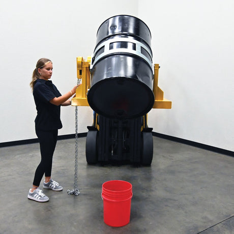 Vestil DCR-205 Fork Truck Drum Carrier/Rotators | Carry & Rotate 55-Gallon Steel Drums 360° From the Seat, Manual or DC-Powered, 800–2,000 lb