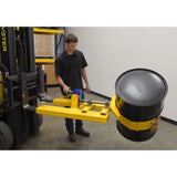 Vestil DCR-RAR-12 Right Angle Drum Carrier & Rotator — Fork-Mounted Hand-Crank Drum Positioner, 1,200 lb Capacity, Steel