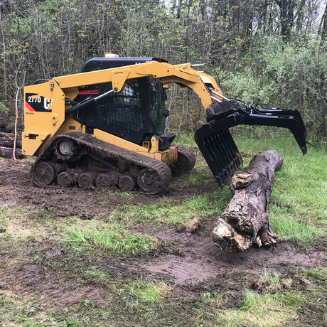 Vestil Skid Steer Grab Bucket Attachment – Heavy Duty Steel Grapple Bucket for Brush & Debris Handling