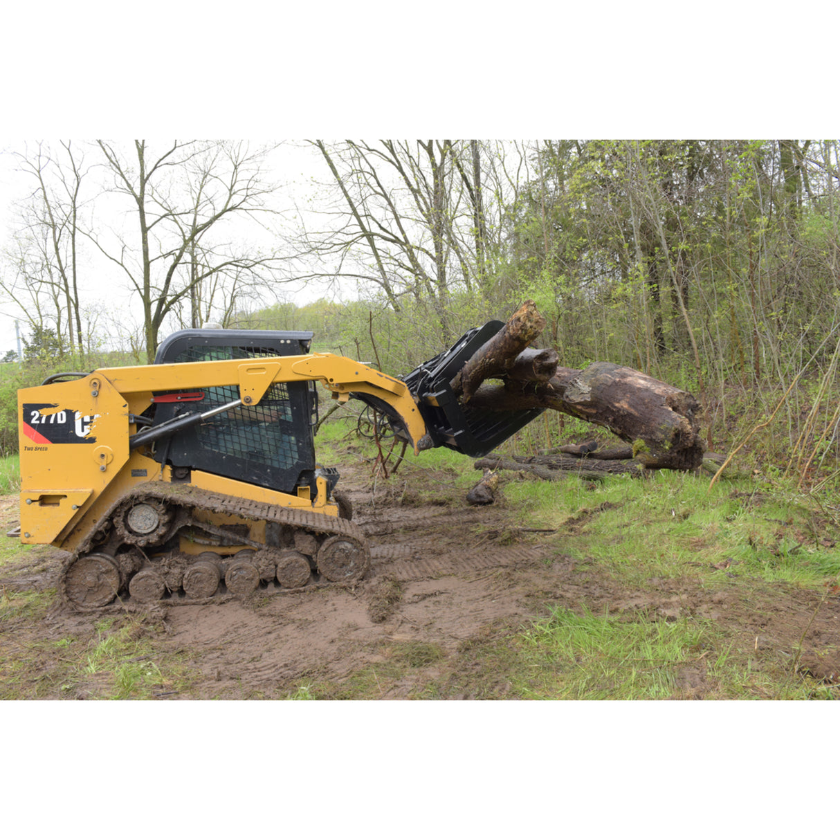 Vestil Skid Steer Grab Bucket Attachment – Heavy Duty Steel Grapple Bucket for Brush & Debris Handling