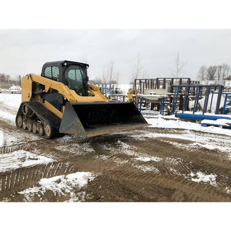 Vestil Skid Steer Bucket Attachment – Heavy Duty Low Profile Steel Bucket for Dirt, Mulch & Snow