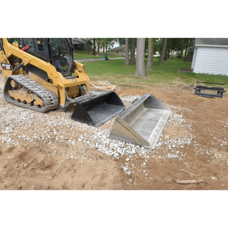 Vestil Skid Steer Bucket Attachment – Heavy Duty Low Profile Steel Bucket for Dirt, Mulch & Snow