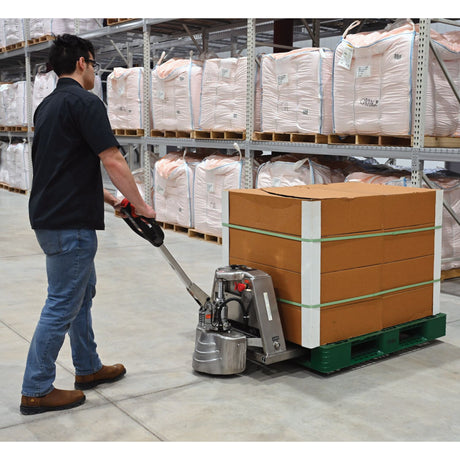 Vestil EPT-2748-30-SS Stainless Steel Electric Pallet Truck — Washdown-Ready Lithium-Ion Pallet Jack for Food & Pharma