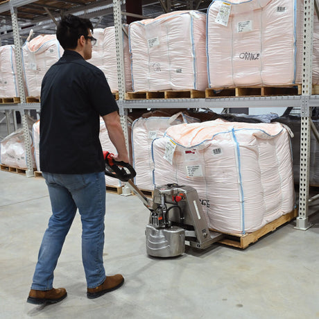 Vestil EPT-2748-30-SS Stainless Steel Electric Pallet Truck — Washdown-Ready Lithium-Ion Pallet Jack for Food & Pharma