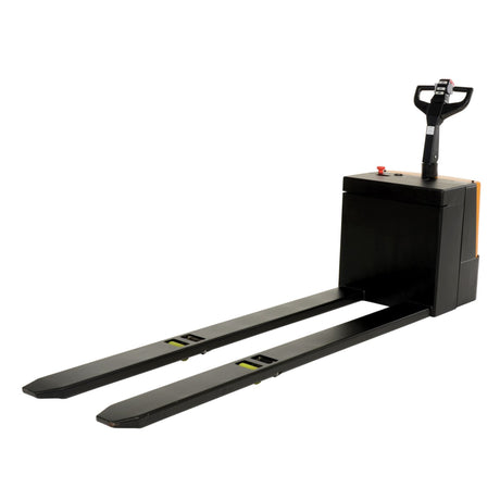 Vestil EPT-2796 Extra-Long Heavy-Duty Electric Pallet Truck — 4,500 lb Capacity, 27" × 96" with Rider Platform