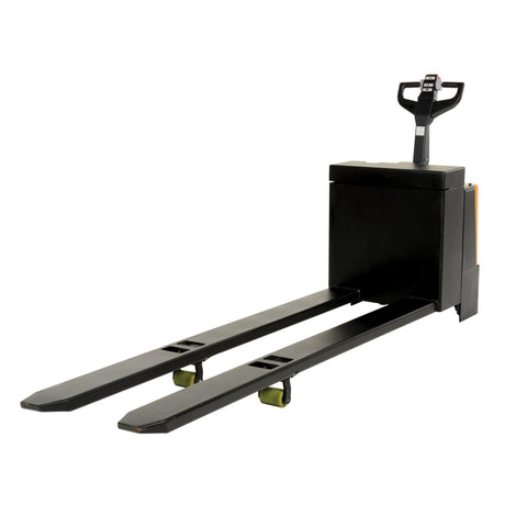 Vestil EPT-2796 Extra-Long Heavy-Duty Electric Pallet Truck — 4,500 lb Capacity, 27" × 96" with Rider Platform