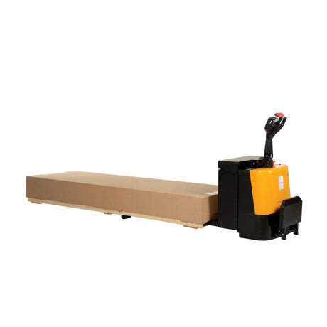 Vestil EPT-2796 Extra-Long Heavy-Duty Electric Pallet Truck — 4,500 lb Capacity, 27" × 96" with Rider Platform