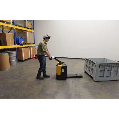Vestil EPT-SF Single Fork Electric Pallet Truck — Walk-Behind Specialty for Half-Size Pallets, Bulk Containers, and Single-Pocket Loads