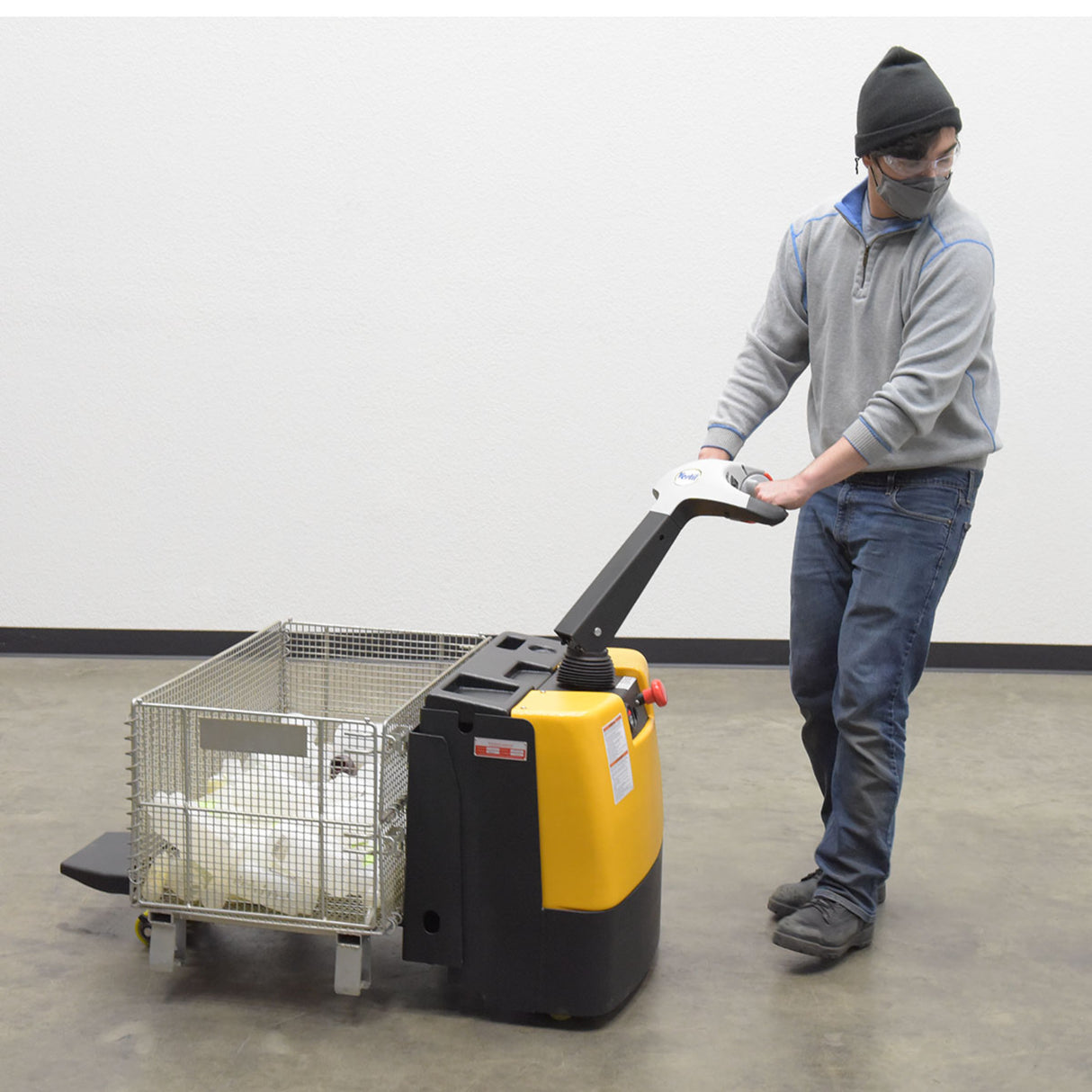 Vestil EPT-SF Single Fork Electric Pallet Truck — Walk-Behind Specialty for Half-Size Pallets, Bulk Containers, and Single-Pocket Loads