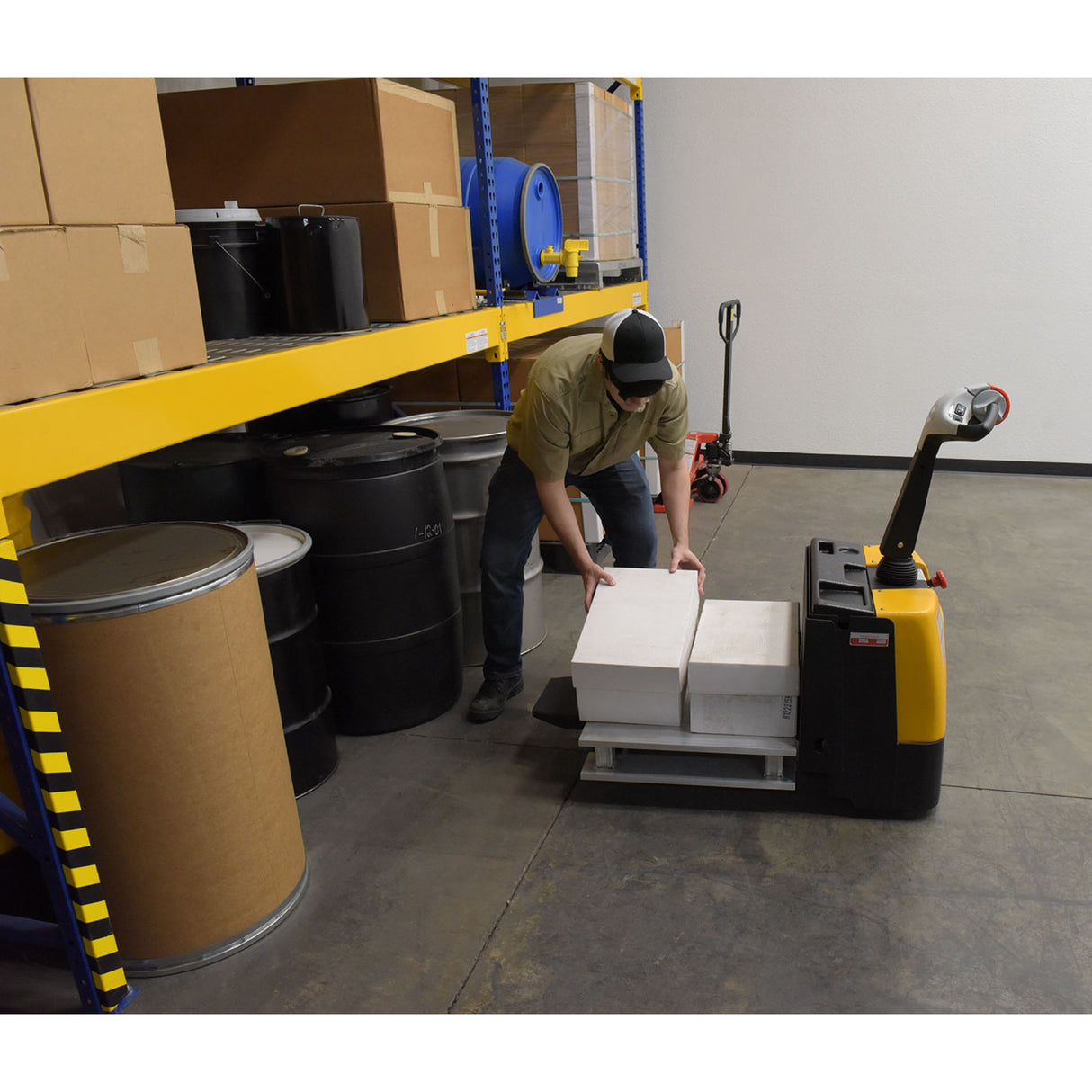 Vestil EPT-SF Single Fork Electric Pallet Truck — Walk-Behind Specialty for Half-Size Pallets, Bulk Containers, and Single-Pocket Loads