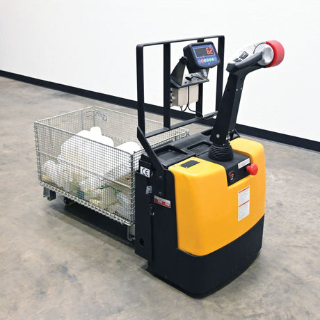 Vestil EPT-SF-1240-26-SCL Single Fork Electric Pallet Truck with Built-in Digital Scale — Weigh and Move Half-Size Pallets and Bulk Containers