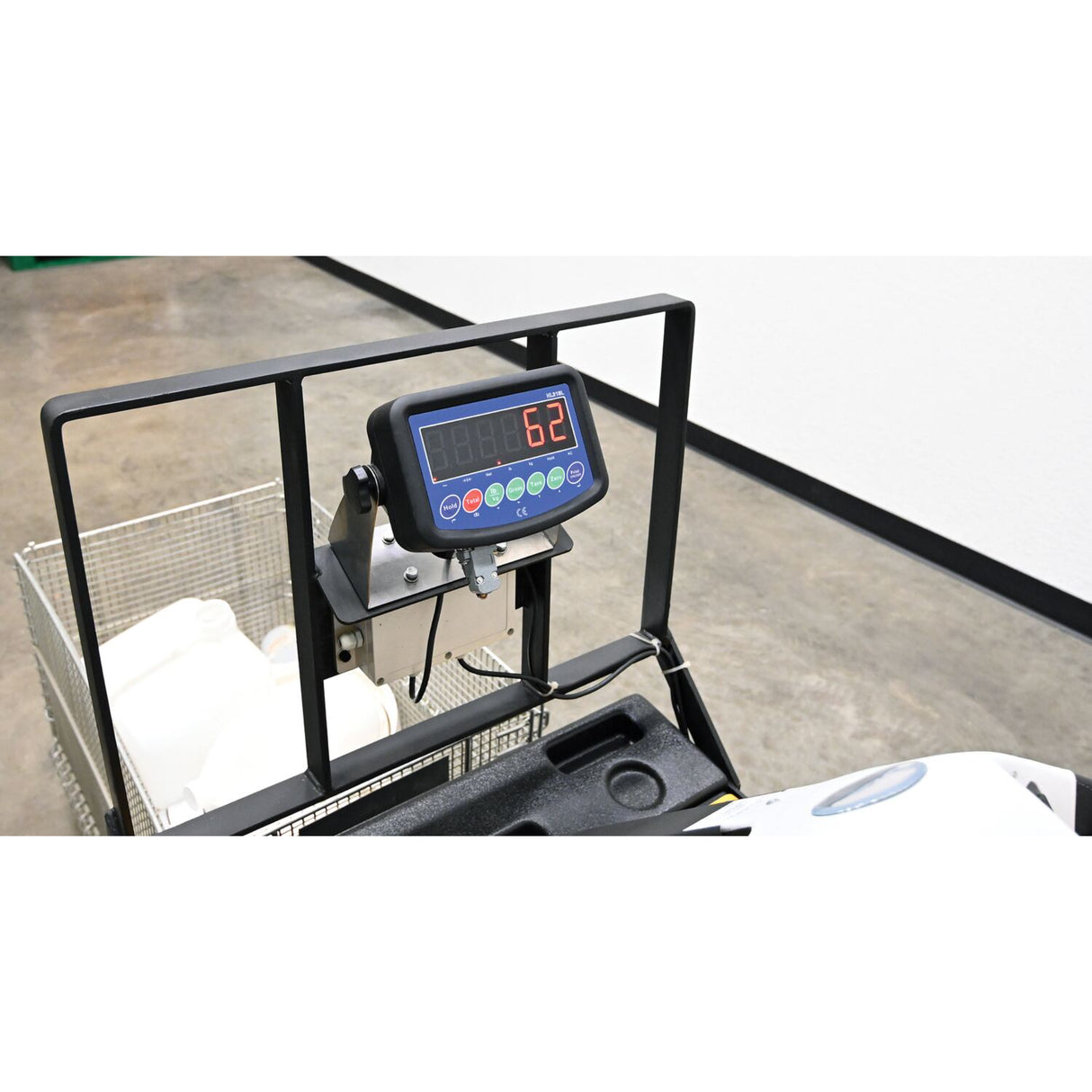 Vestil EPT-SF-1240-26-SCL Single Fork Electric Pallet Truck with Built-in Digital Scale — Weigh and Move Half-Size Pallets and Bulk Containers