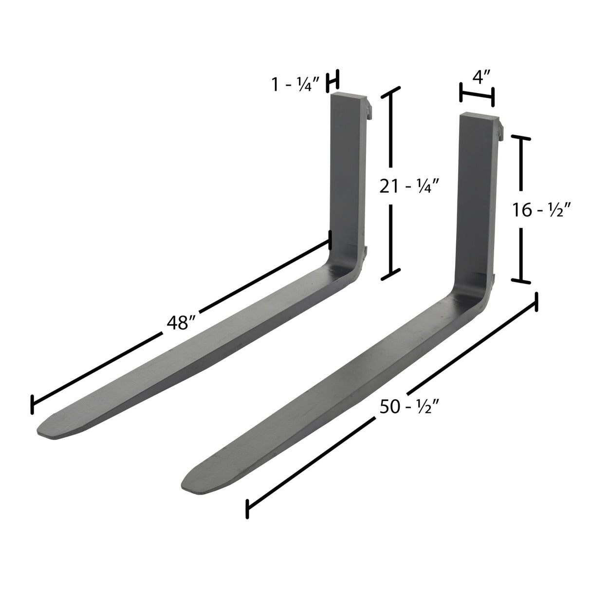 Vestil F4 Forged Steel Forks with Carriage Pin | Class II Mount, Meets I.T.A. Standards, 3,000–5,000 lb Per Pair, 36"–60" Lengths