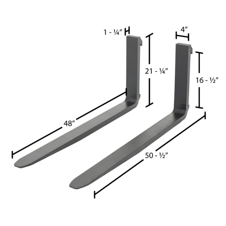 Vestil F4 Forged Steel Forks with Carriage Pin | Class II Mount, Meets I.T.A. Standards, 3,000–5,000 lb Per Pair, 36"–60" Lengths