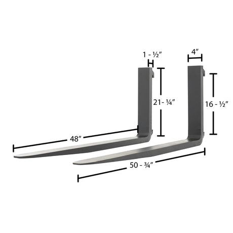 Vestil F4 Forged Steel Forks with Carriage Pin | Class II Mount, Meets I.T.A. Standards, 3,000–5,000 lb Per Pair, 36"–60" Lengths