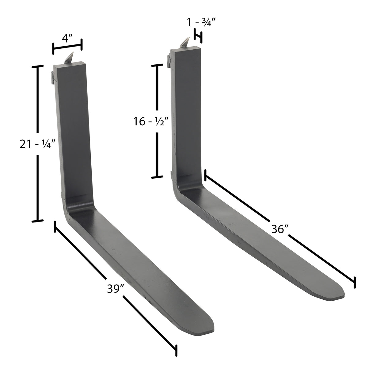 Vestil F4 Forged Steel Forks with Carriage Pin | Class II Mount, Meets I.T.A. Standards, 3,000–5,000 lb Per Pair, 36"–60" Lengths