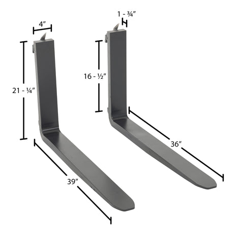 Vestil F4 Forged Steel Forks with Carriage Pin | Class II Mount, Meets I.T.A. Standards, 3,000–5,000 lb Per Pair, 36"–60" Lengths