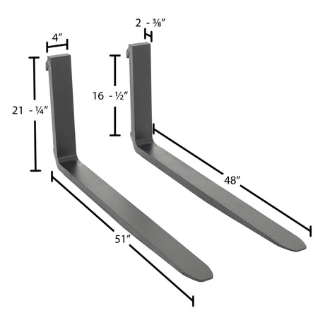 Vestil F4 Forged Steel Forks with Carriage Pin | Class II Mount, Meets I.T.A. Standards, 3,000–5,000 lb Per Pair, 36"–60" Lengths