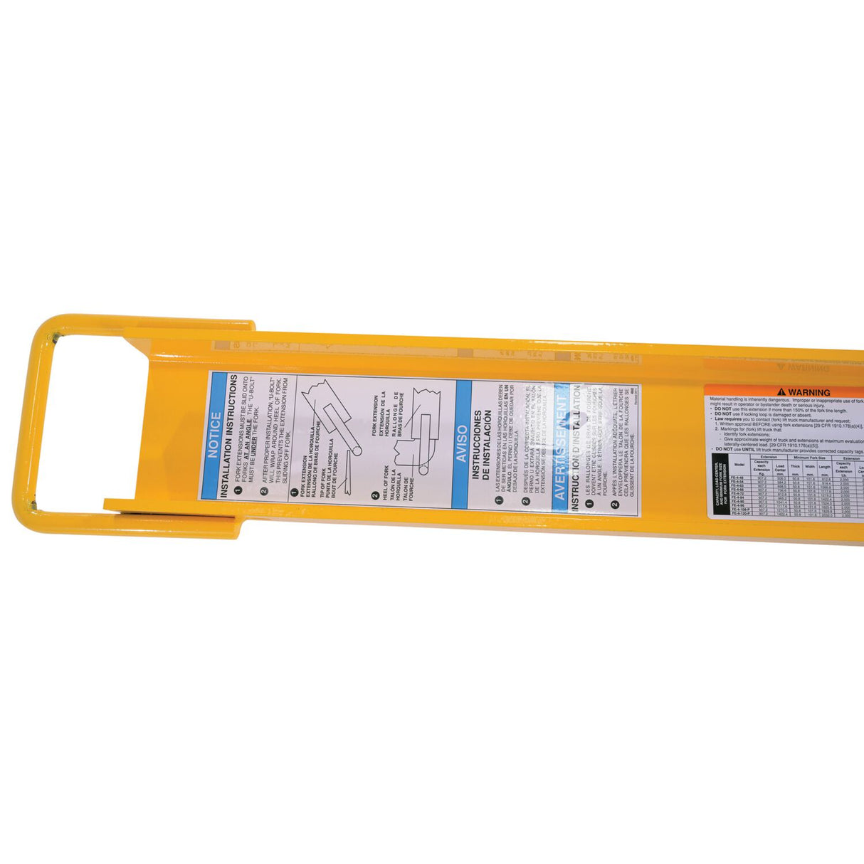 Vestil FE-4 Loop-Style Fork Extensions - 4" Fork Width, 4,000 lb Capacity