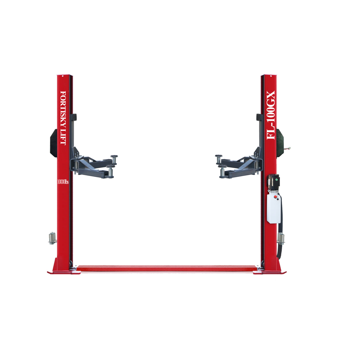 Fortisky FL-100GX 2-Post Base Plate Car Lift — 10,000 lb, Single-Point Lock Release