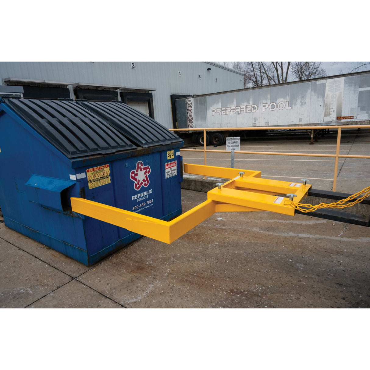 Vestil FLDM-2-72 Fork Mounted Front Load Dumpster Mover — Forklift Dumpster & Hopper Mover, 72" Fixed Forks, 2,000 lb Capacity